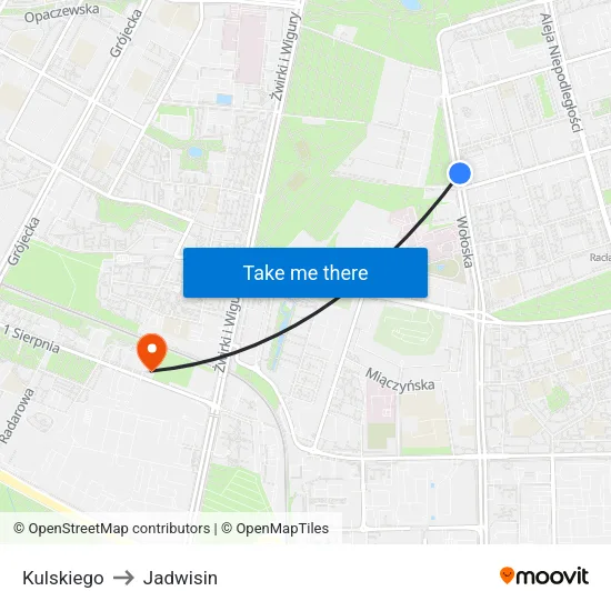 Kulskiego to Jadwisin map