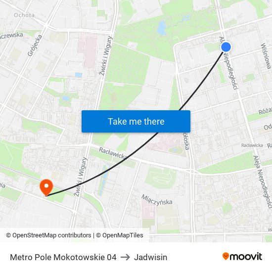 Metro Pole Mokotowskie 04 to Jadwisin map