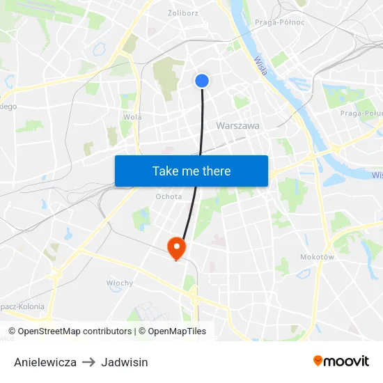 Anielewicza to Jadwisin map