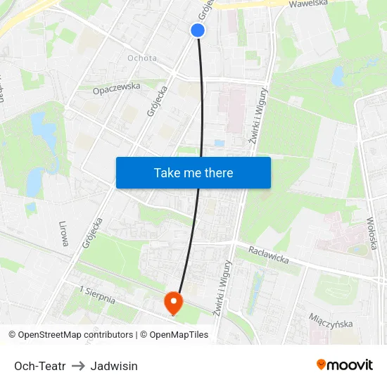 Och-Teatr to Jadwisin map
