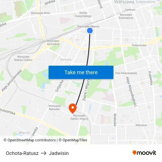 Ochota - Ratusz to Jadwisin map