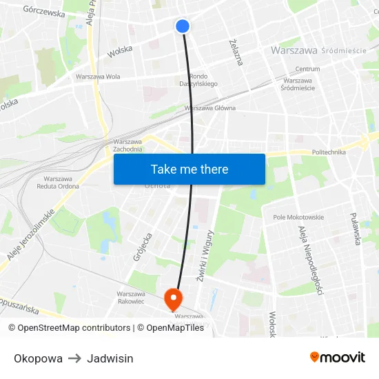 Okopowa to Jadwisin map