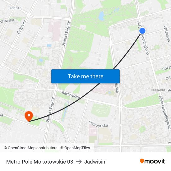 Metro Pole Mokotowskie 03 to Jadwisin map