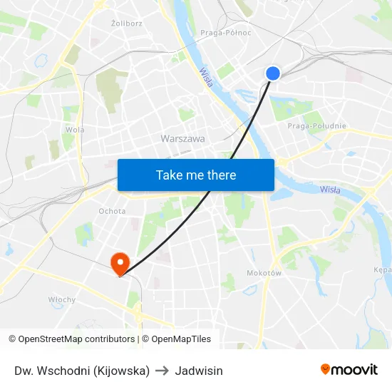 Dw. Wschodni (Kijowska) to Jadwisin map