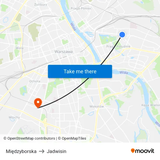 Międzyborska to Jadwisin map