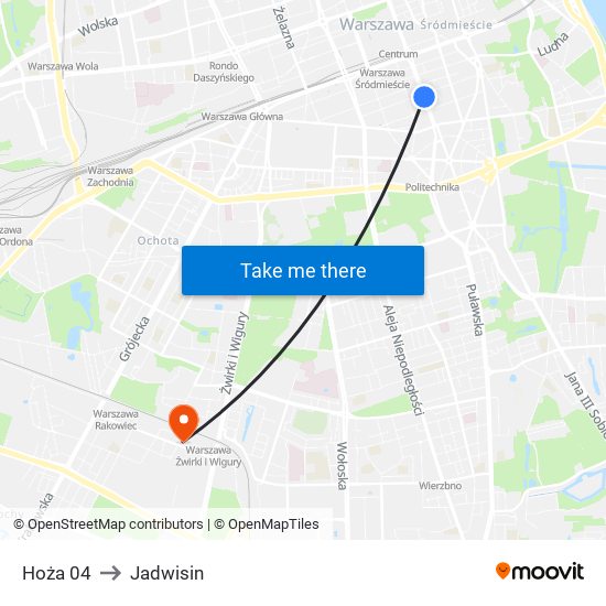 Hoża to Jadwisin map