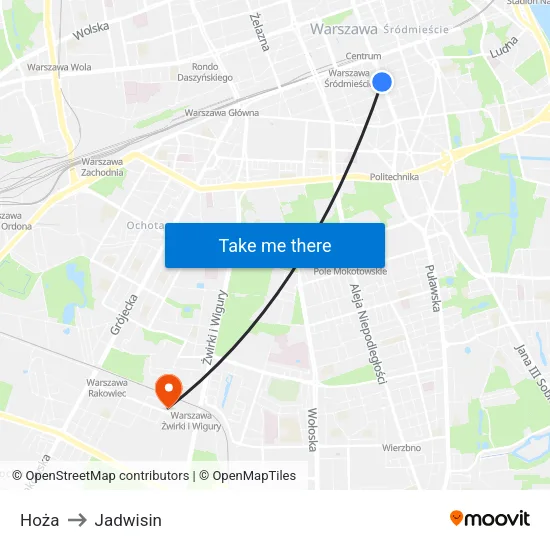 Hoża to Jadwisin map