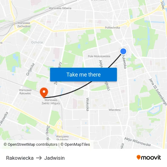 Rakowiecka to Jadwisin map