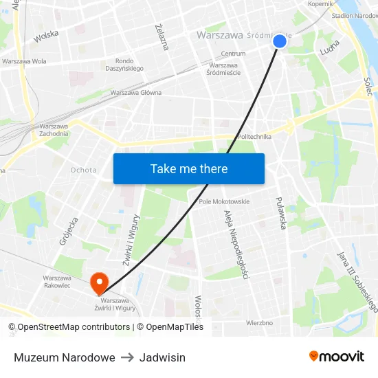 Muzeum Narodowe to Jadwisin map