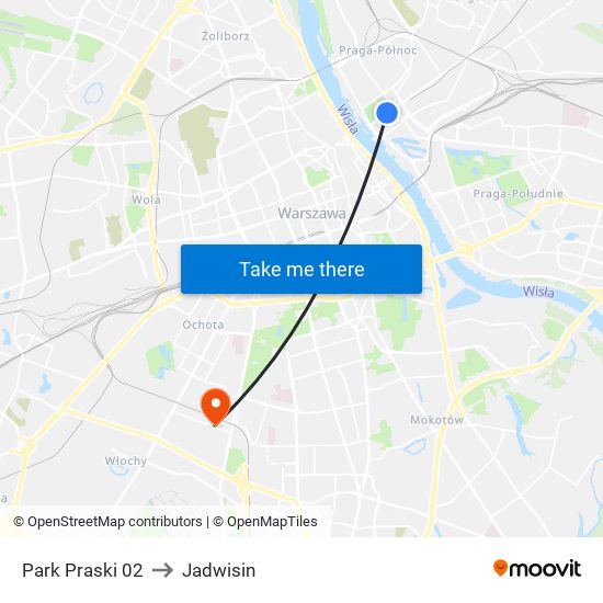 Park Praski to Jadwisin map