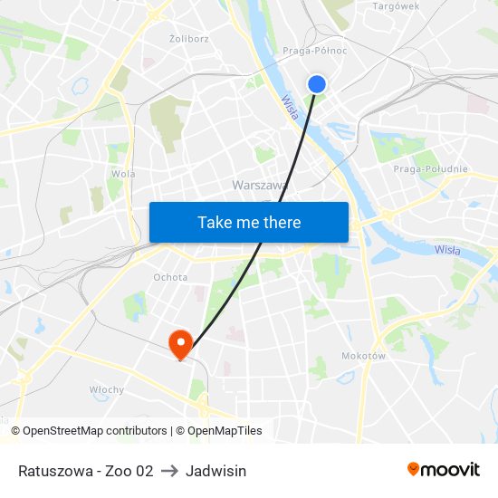 Ratuszowa - Zoo 02 to Jadwisin map