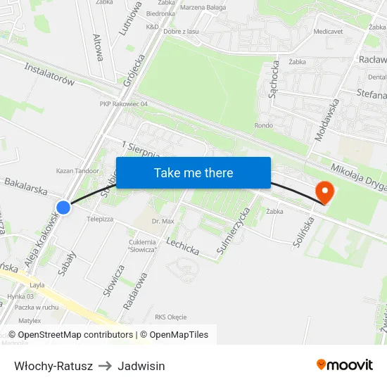 Włochy - Ratusz to Jadwisin map