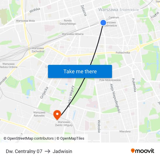 Dw. Centralny 07 to Jadwisin map