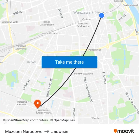 Muzeum Narodowe to Jadwisin map