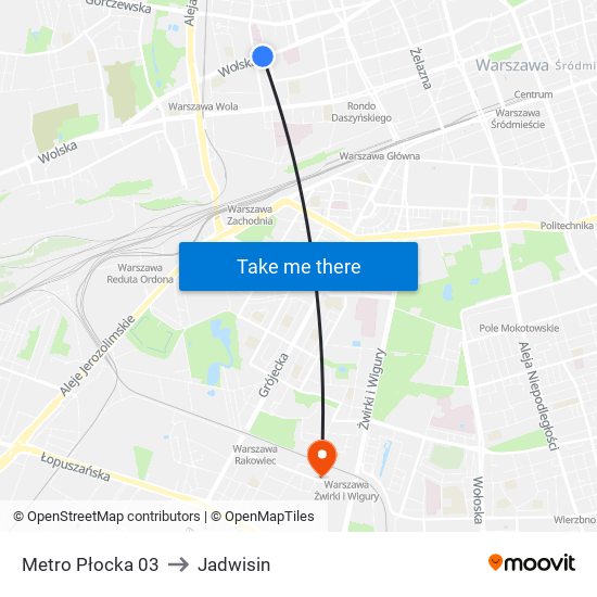 Metro Płocka to Jadwisin map