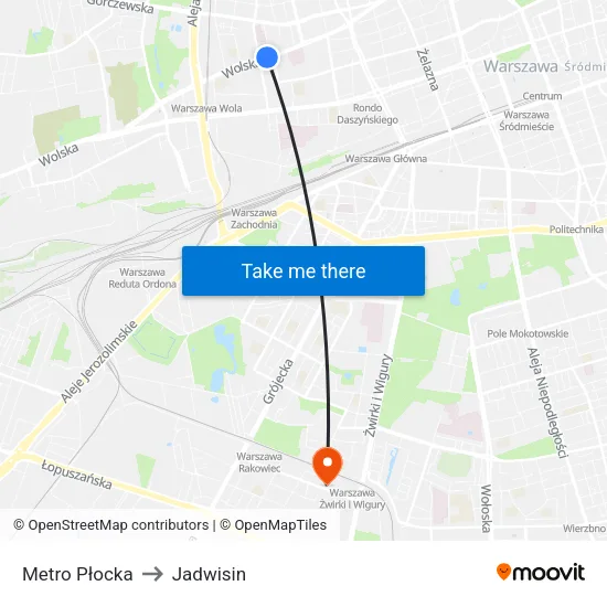 Metro Płocka to Jadwisin map