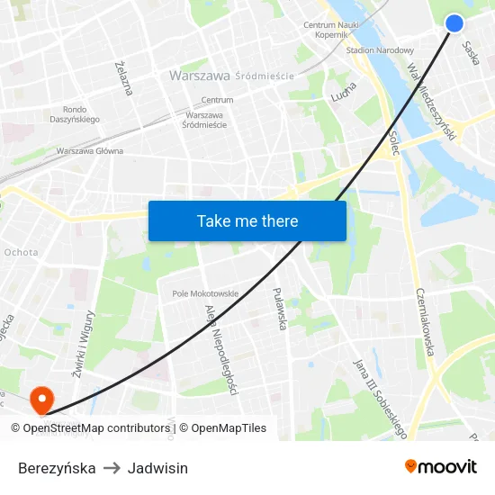 Berezyńska to Jadwisin map