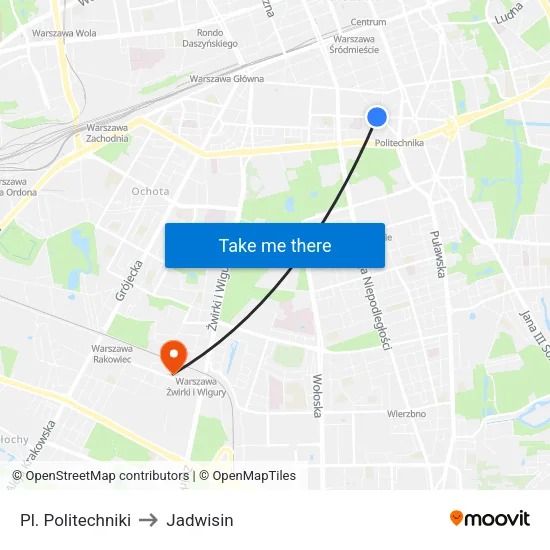 Pl. Politechniki to Jadwisin map
