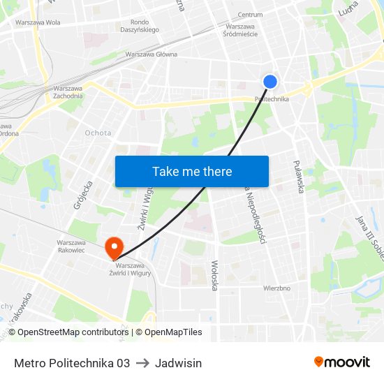 Metro Politechnika to Jadwisin map