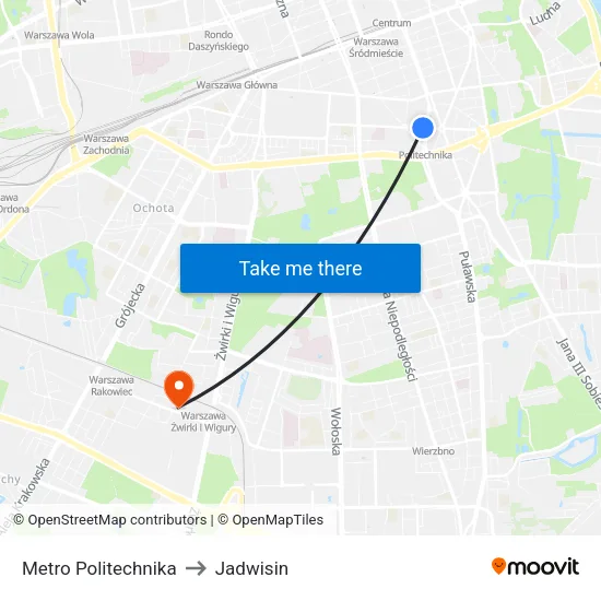 Metro Politechnika to Jadwisin map