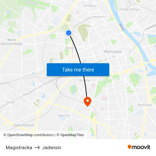 Magistracka to Jadwisin map
