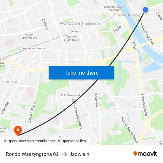 Rondo Waszyngtona to Jadwisin map