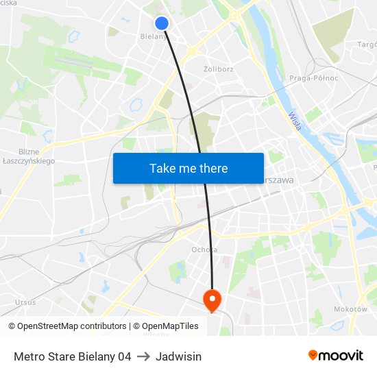 Metro Stare Bielany to Jadwisin map