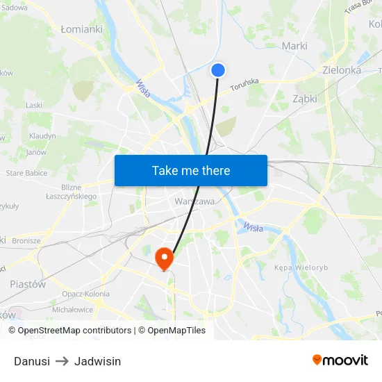 Danusi to Jadwisin map