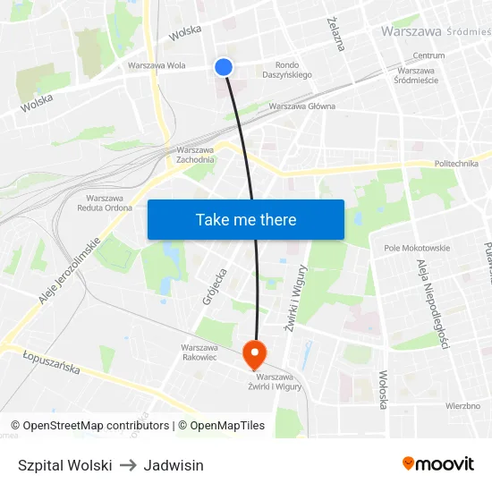 Szpital Wolski to Jadwisin map