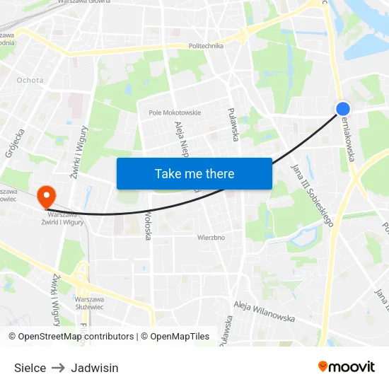 Sielce to Jadwisin map