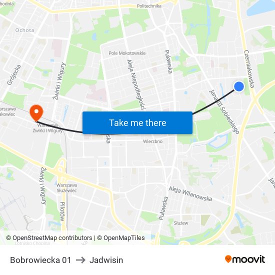 Bobrowiecka to Jadwisin map