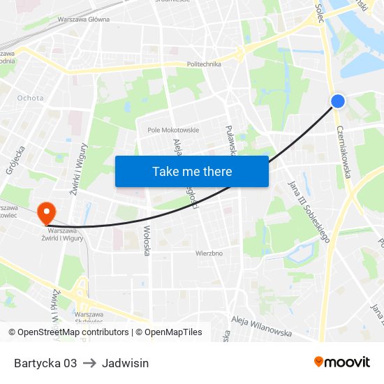 Bartycka to Jadwisin map