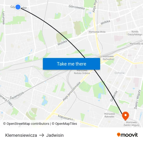 Klemensiewicza to Jadwisin map