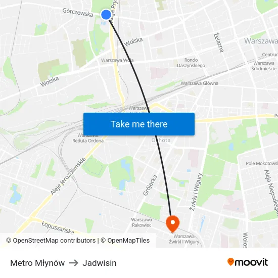 Metro Młynów to Jadwisin map