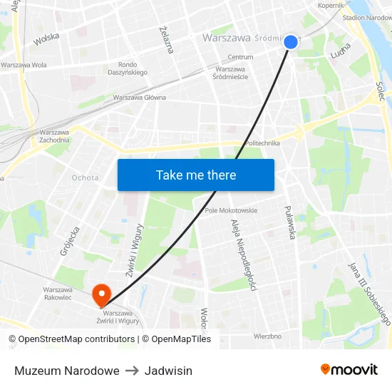 Muzeum Narodowe to Jadwisin map