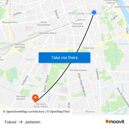 Foksal to Jadwisin map