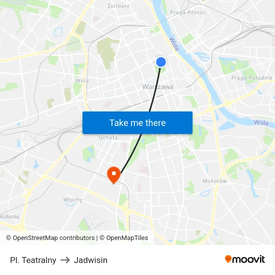 Pl. Teatralny to Jadwisin map