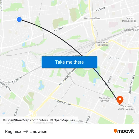 Raginisa to Jadwisin map