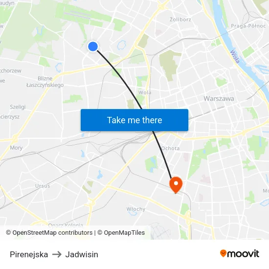 Pirenejska to Jadwisin map
