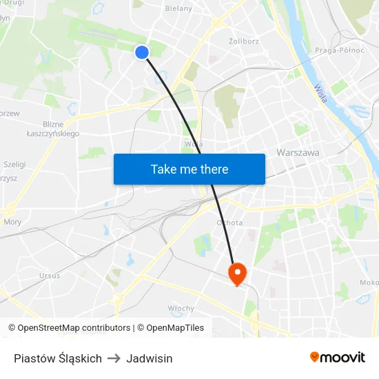 Piastów Śląskich to Jadwisin map