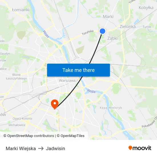Marki Wiejska to Jadwisin map