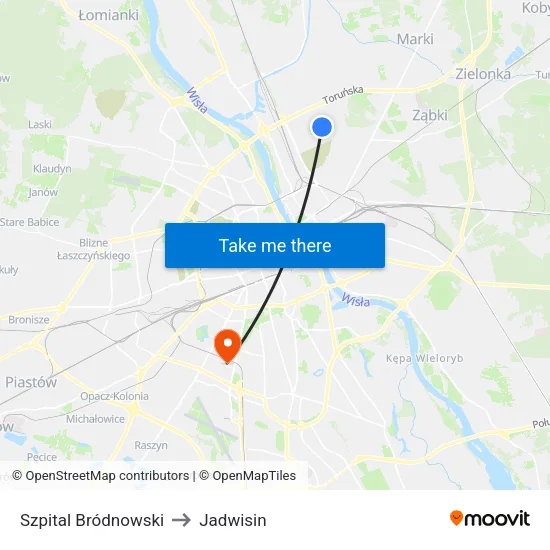 Szpital Bródnowski to Jadwisin map