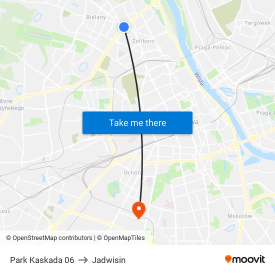 Park Kaskada to Jadwisin map