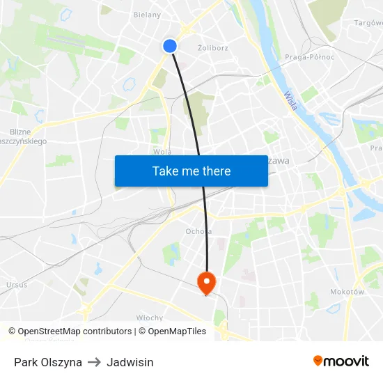 Park Olszyna to Jadwisin map