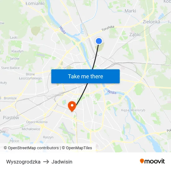 Wyszogrodzka to Jadwisin map