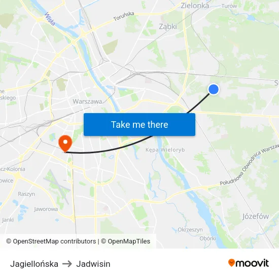 Jagiellońska to Jadwisin map