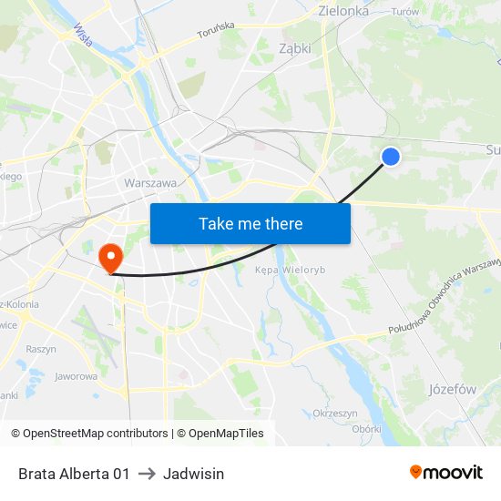 Brata Alberta to Jadwisin map