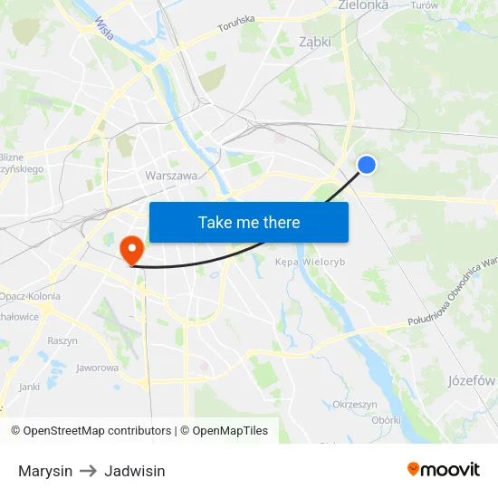 Marysin to Jadwisin map