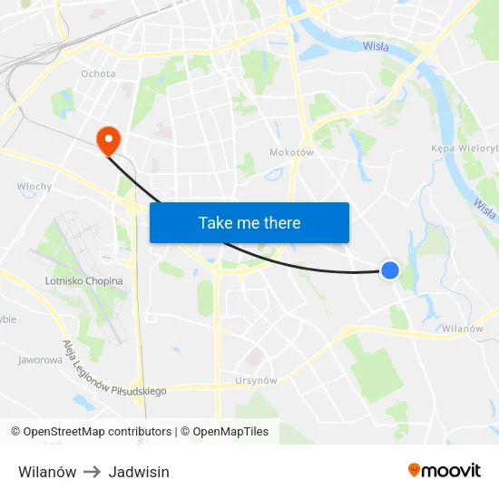 Wilanów to Jadwisin map