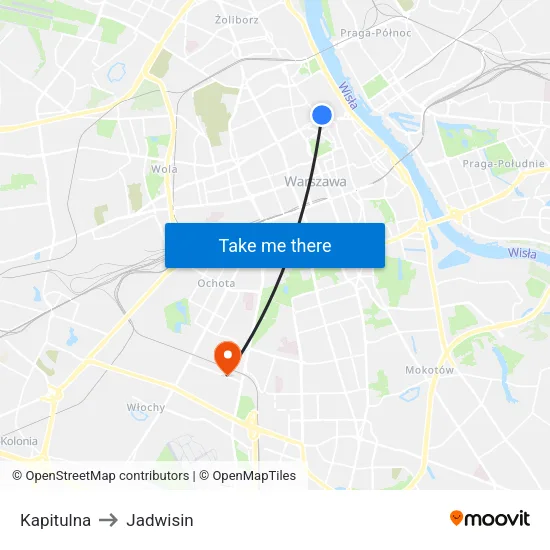 Kapitulna to Jadwisin map